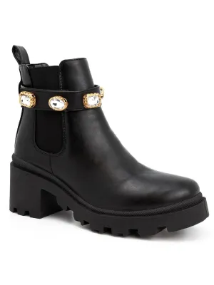 Favorite  Womens Velcro Rhinestones Booties