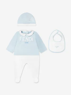 Fendi Baby Boys Babygrow Gift Set in Blue