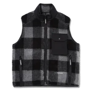 Final Few And Wander Womens Check Boa Vest Gray  Going Fast!