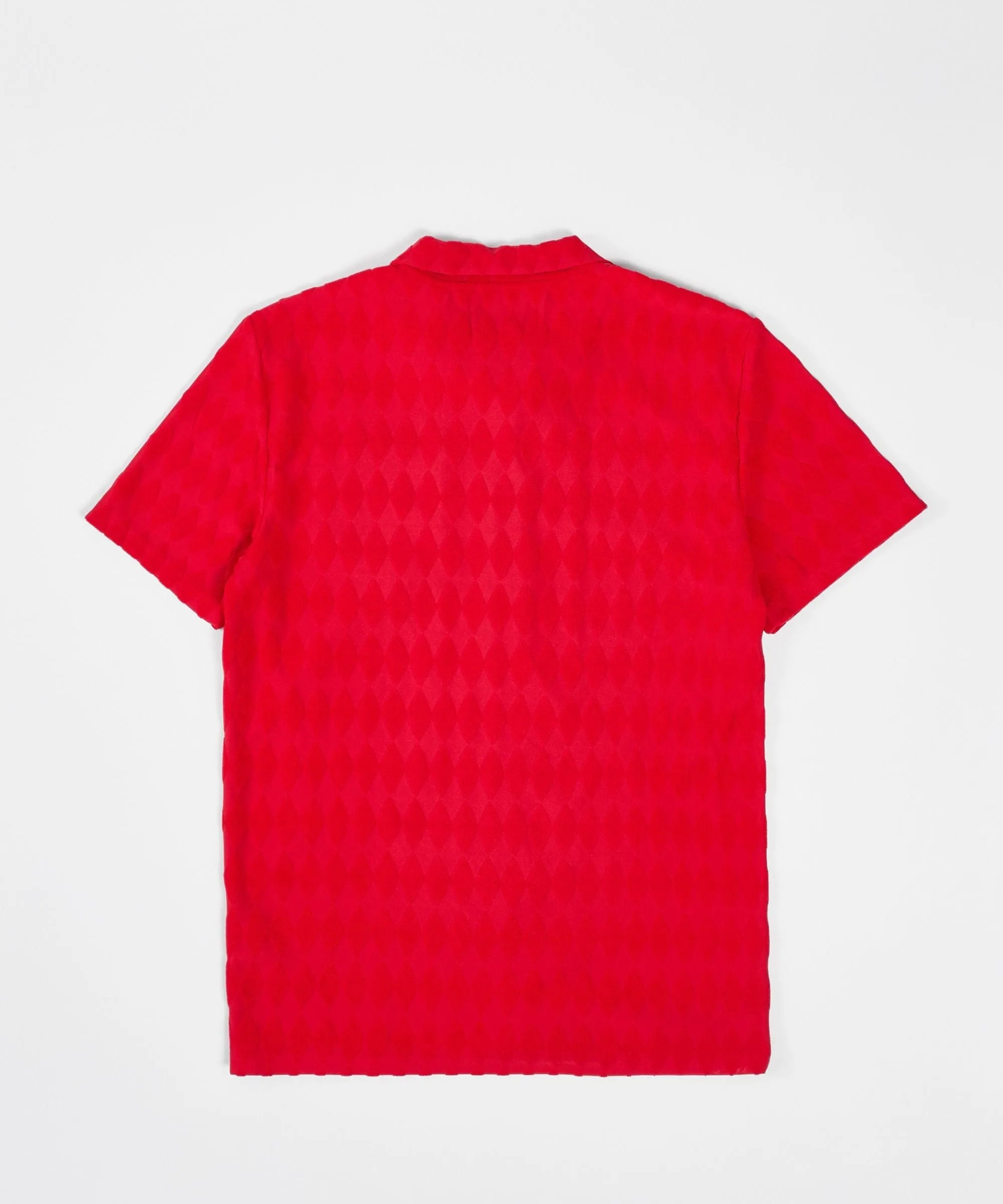 Final Few Diamond Plate Towel Color Blocked Short Sleeve Button Down Shirt - Red  Last Chance!