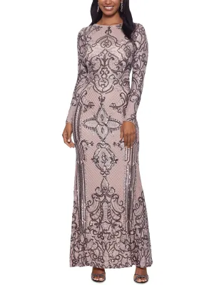 Final Few Petites Womens Sequined Long Sleeve Evening Dress  Last Few Pieces!
