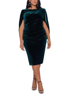Final Few Plus Womens Velvet Cape Back Midi Dress  Limited Stock!