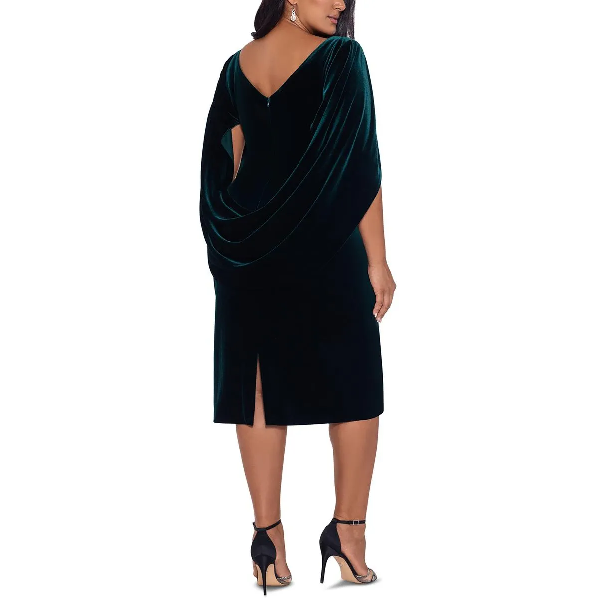 Final Few Plus Womens Velvet Cape Back Midi Dress  Limited Stock!