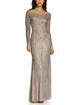 Final Few Womens Beaded Off-The-Shoulder Evening Dress  Ends Soon!