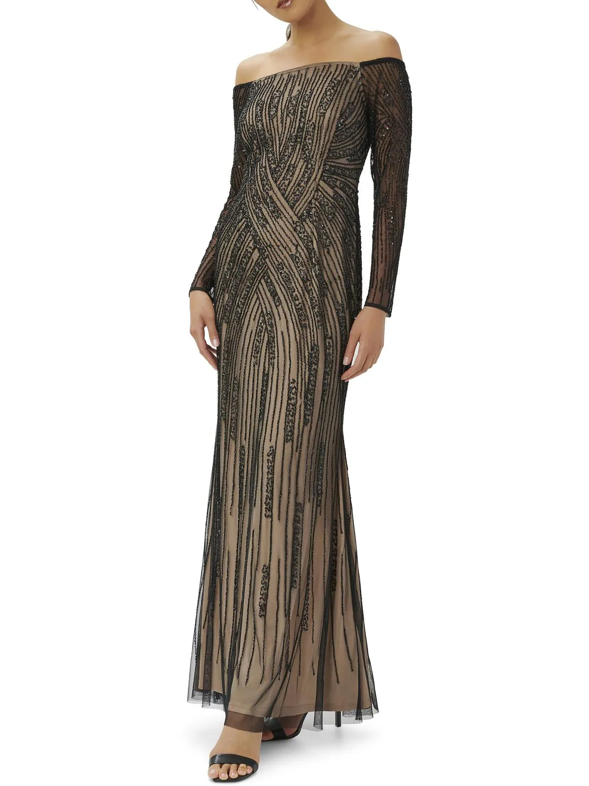 Final Few Womens Beaded Off-The-Shoulder Evening Dress  Ends Soon!