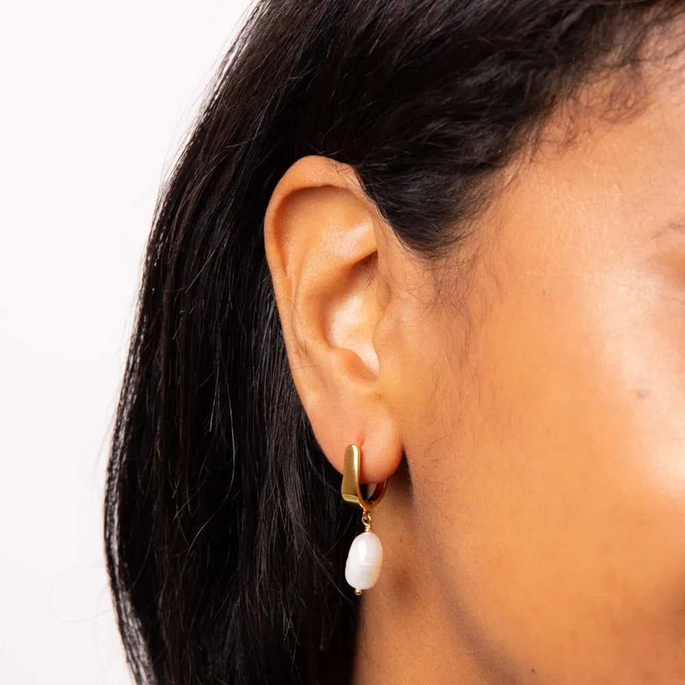 Fiorelli Baroque Freshwater Pearl Drop Hoop Earrings E6356W