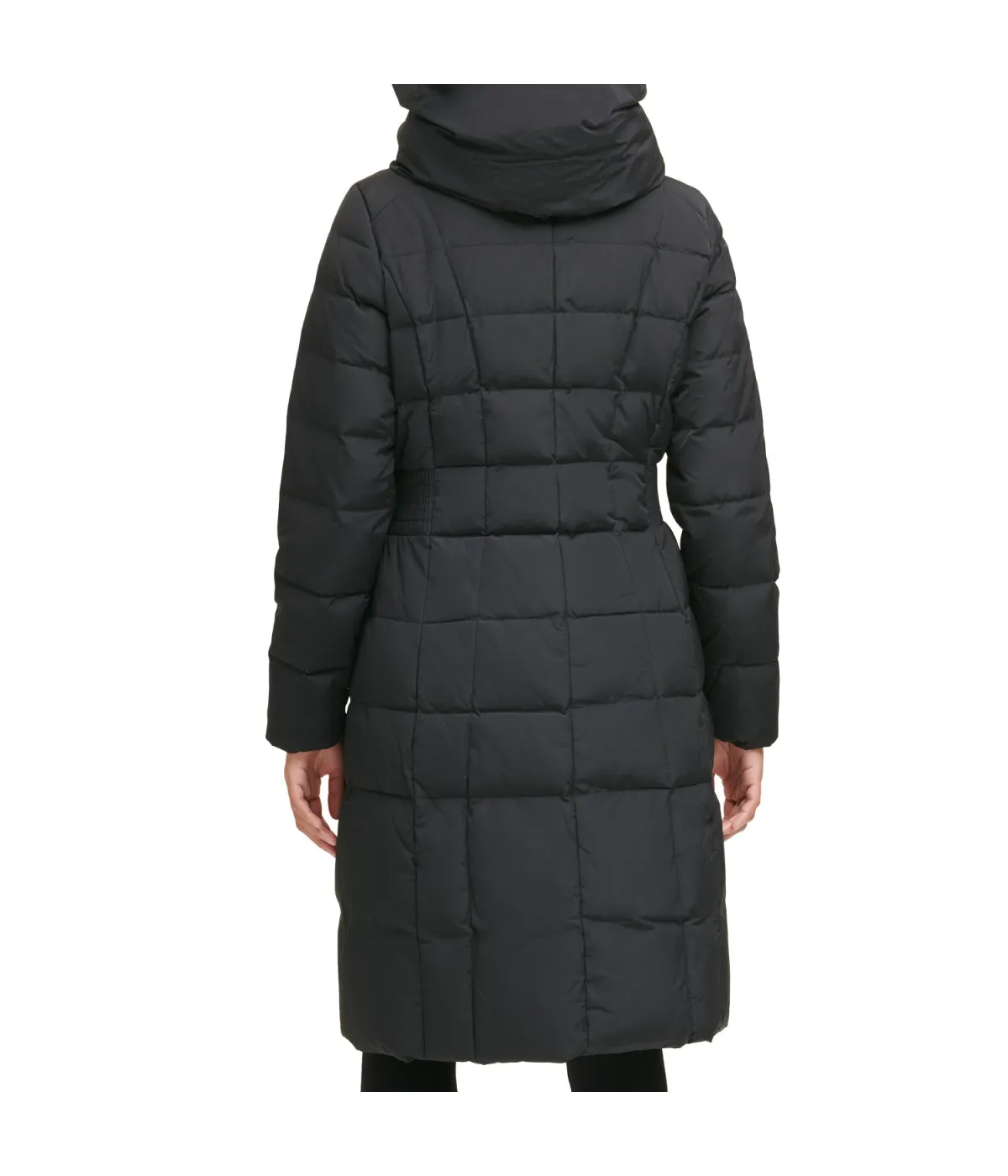 Flash Sale! Box Quilt Down Zip Front Coat Black  Ends Soon!