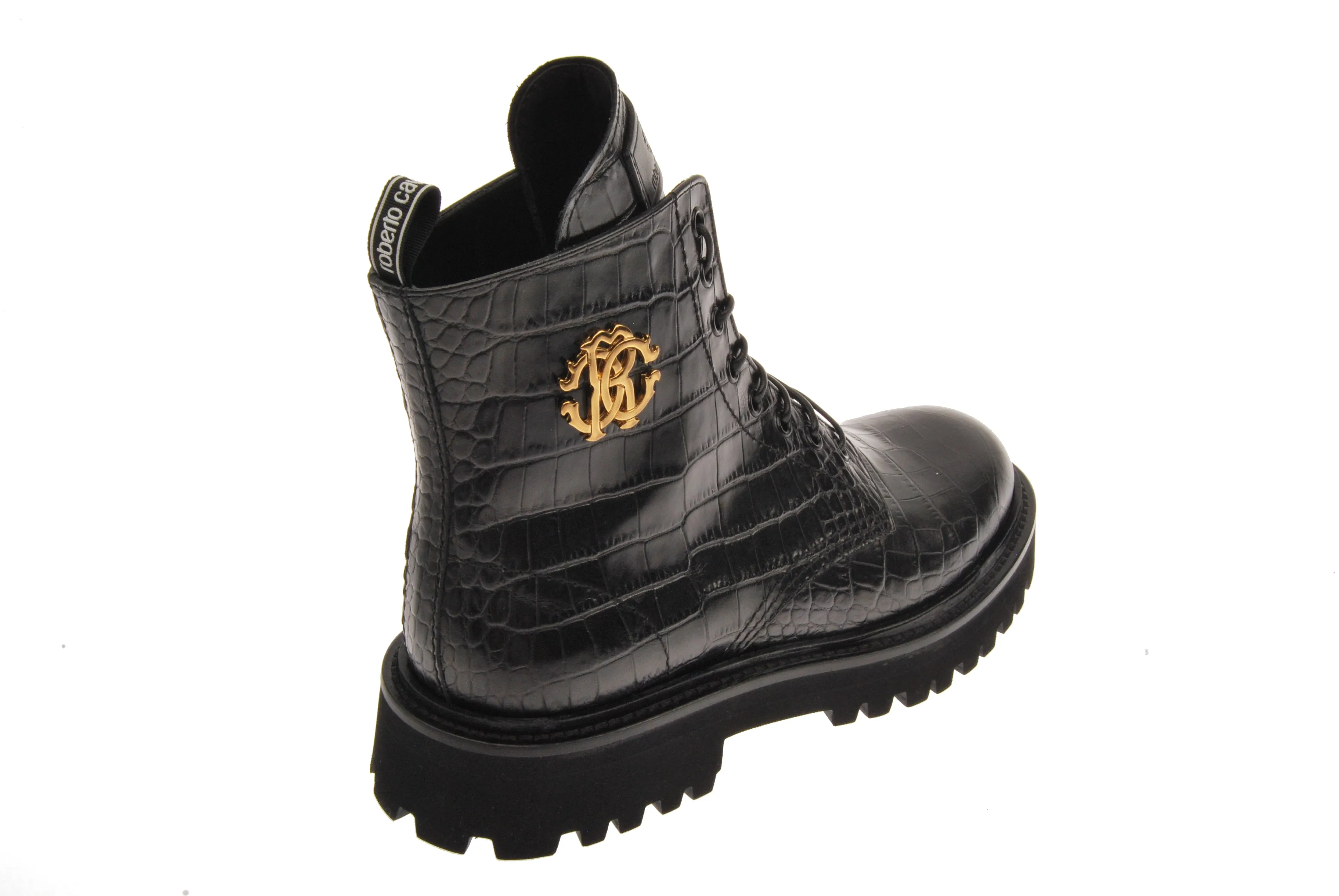 Flash Sale! Crocodile Embossed Gold Crest Lace Up Boot  Today Only!