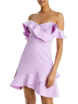 Flash Sale Malik Womens Ruffled One Shoulder Cocktail and Party Dress  Limited Release!
