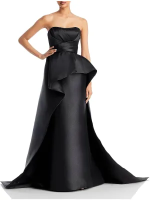 Flash Sale! Mikado Womens Peplum Strapless Evening Dress  Last Chance!
