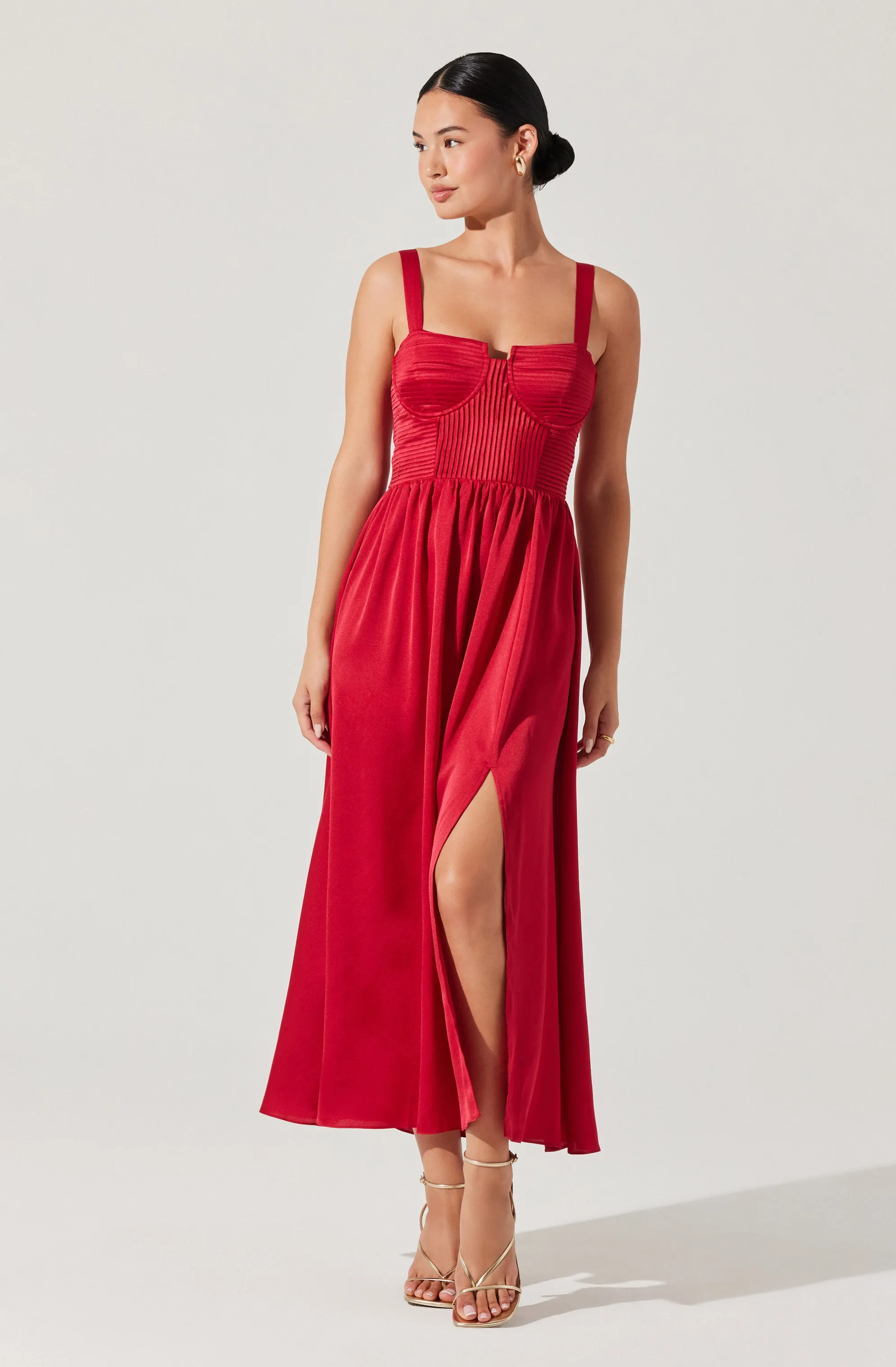 Flash Sale! Pleated Bustier Midi Dress  Stylish & Comfortable