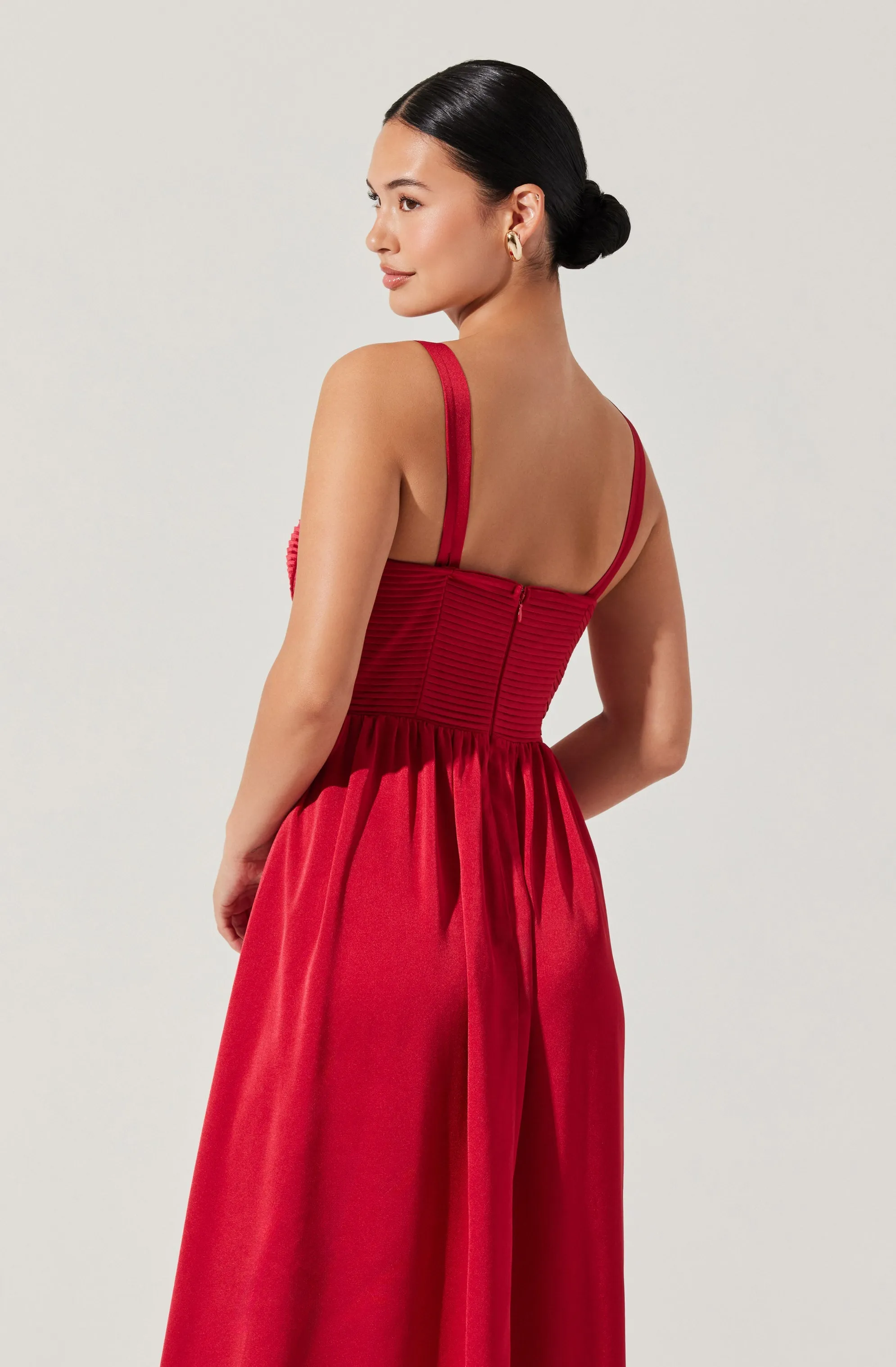 Flash Sale! Pleated Bustier Midi Dress  Stylish & Comfortable