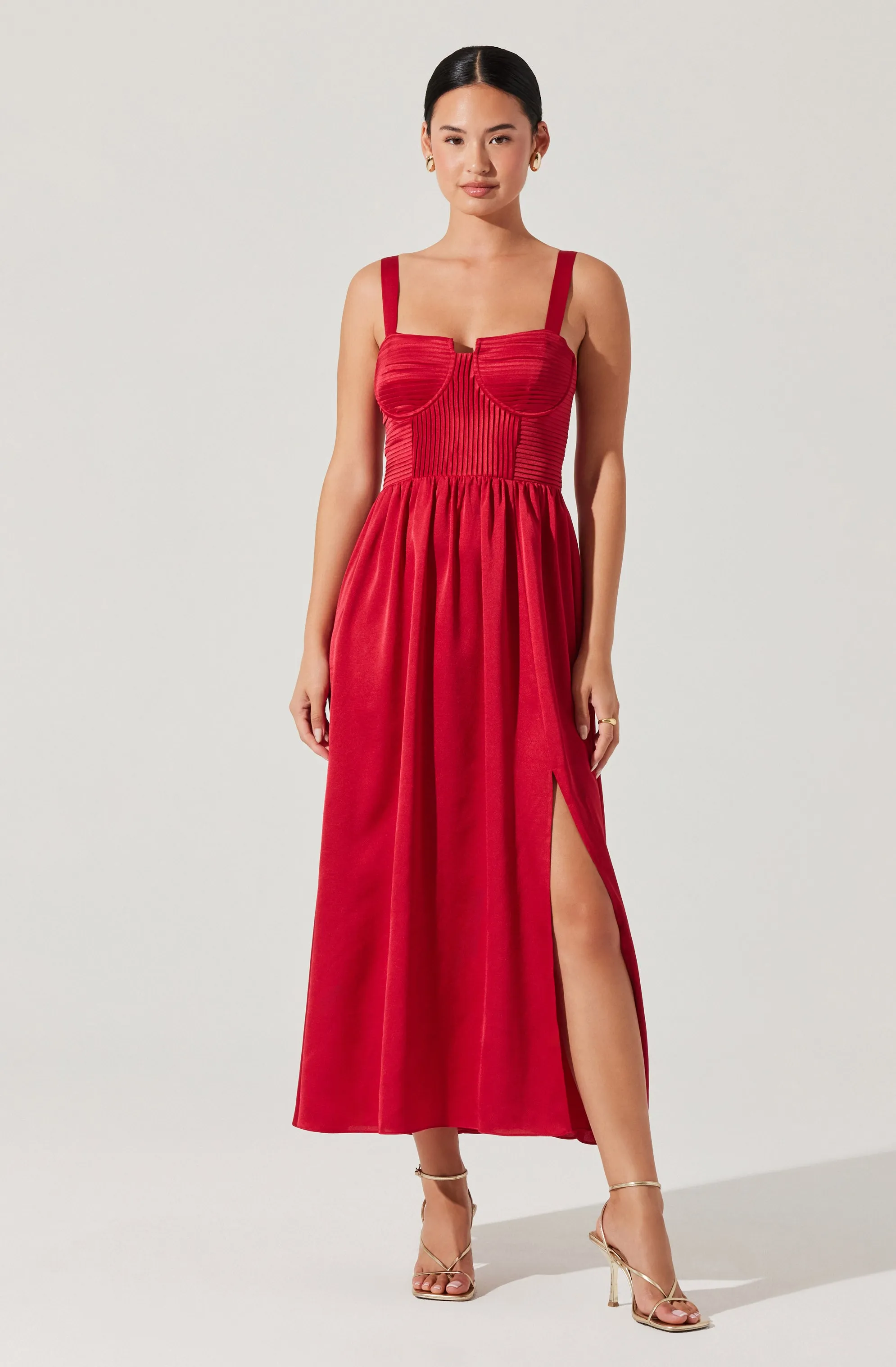 Flash Sale! Pleated Bustier Midi Dress  Stylish & Comfortable