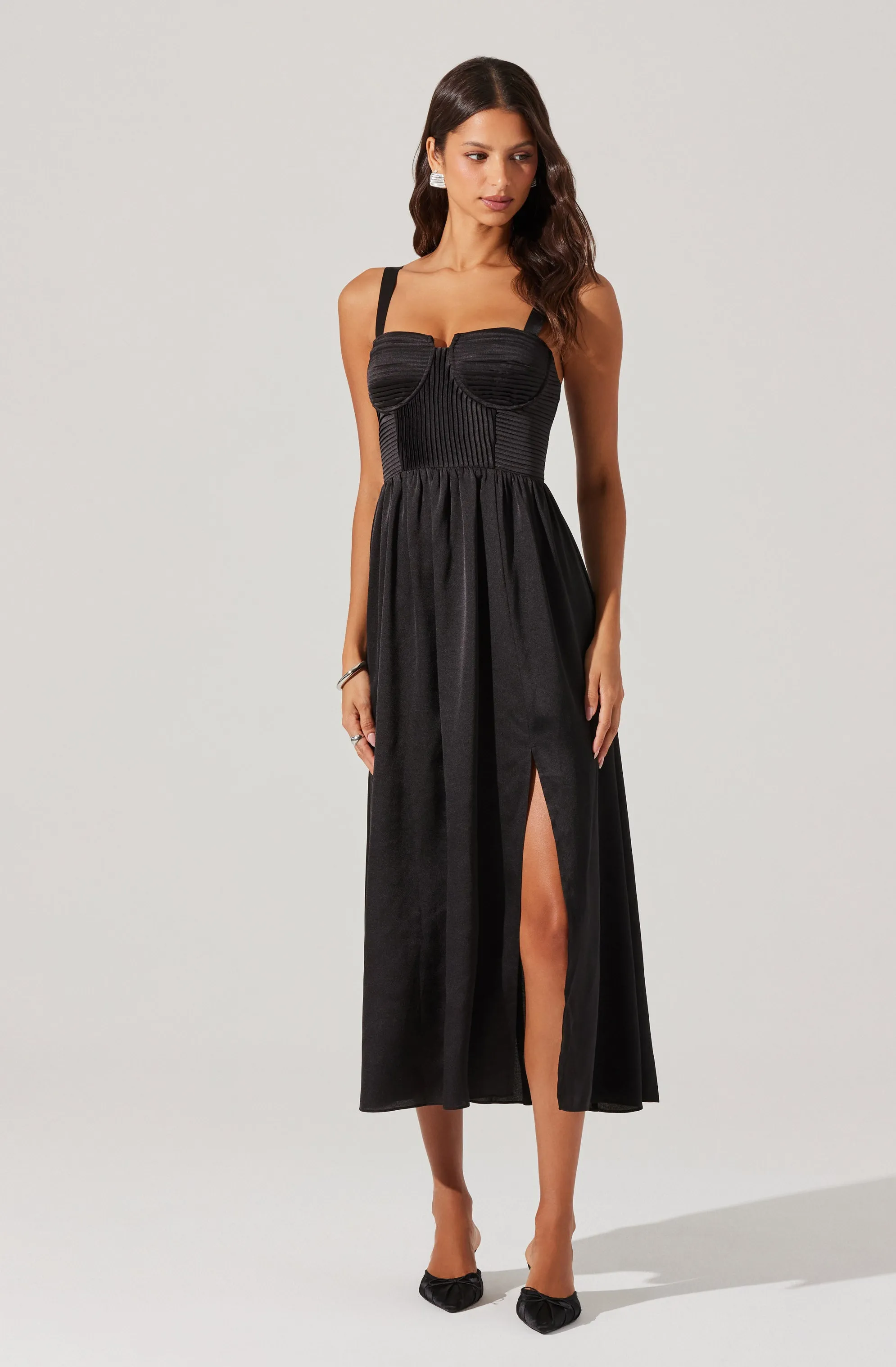 Flash Sale! Pleated Bustier Midi Dress  Stylish & Comfortable
