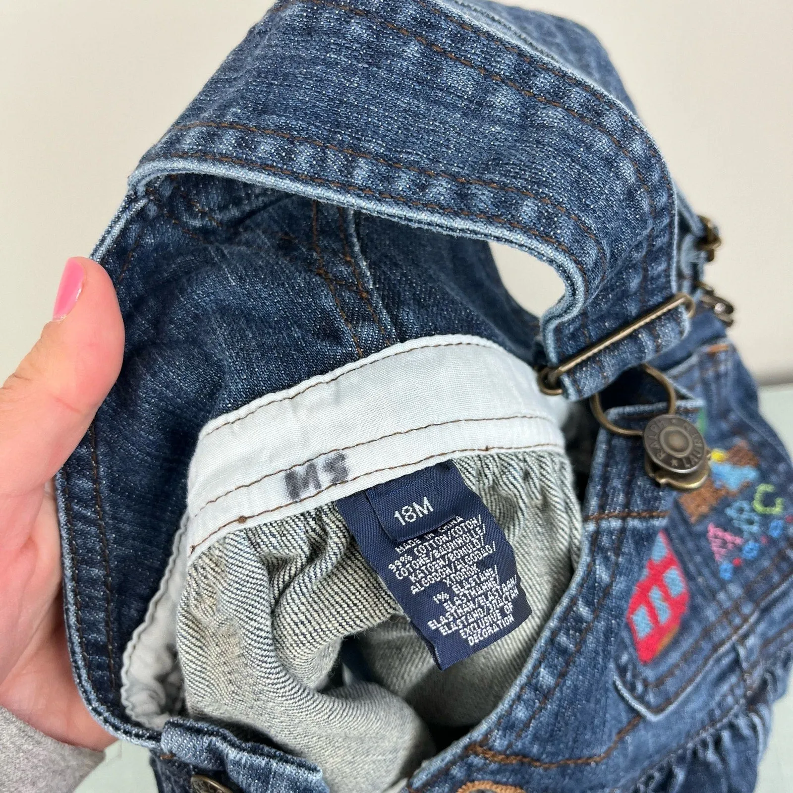Flash Sale! Ralph Lauren Embroidered Denim School Jumper 18 Months  Ends Soon!