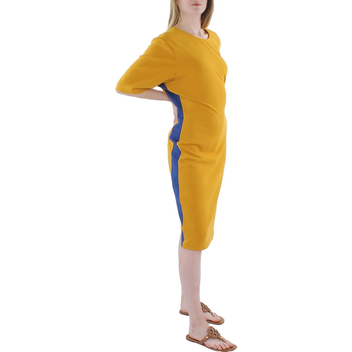 Flash Sale Womens Crepe Colorblock Sheath Dress  Going Fast!