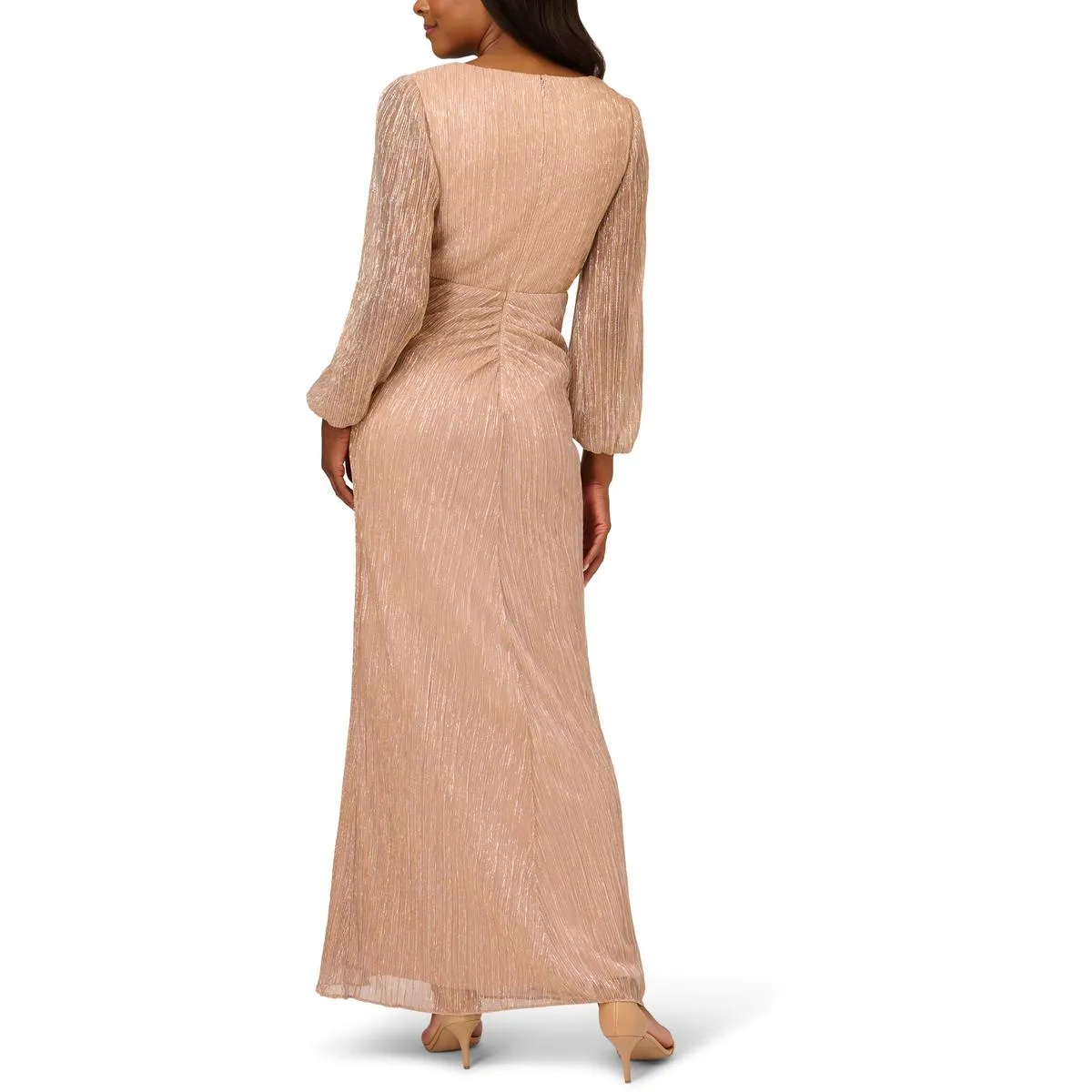 Flash Sale Womens Metallic Draped Evening Dress  Last Few Pieces!