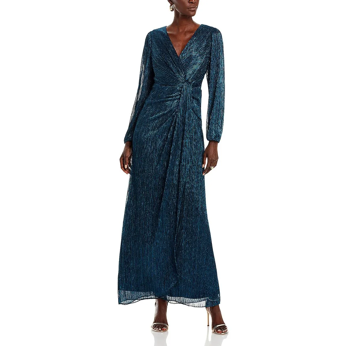 Flash Sale Womens Metallic Draped Evening Dress  Last Few Pieces!