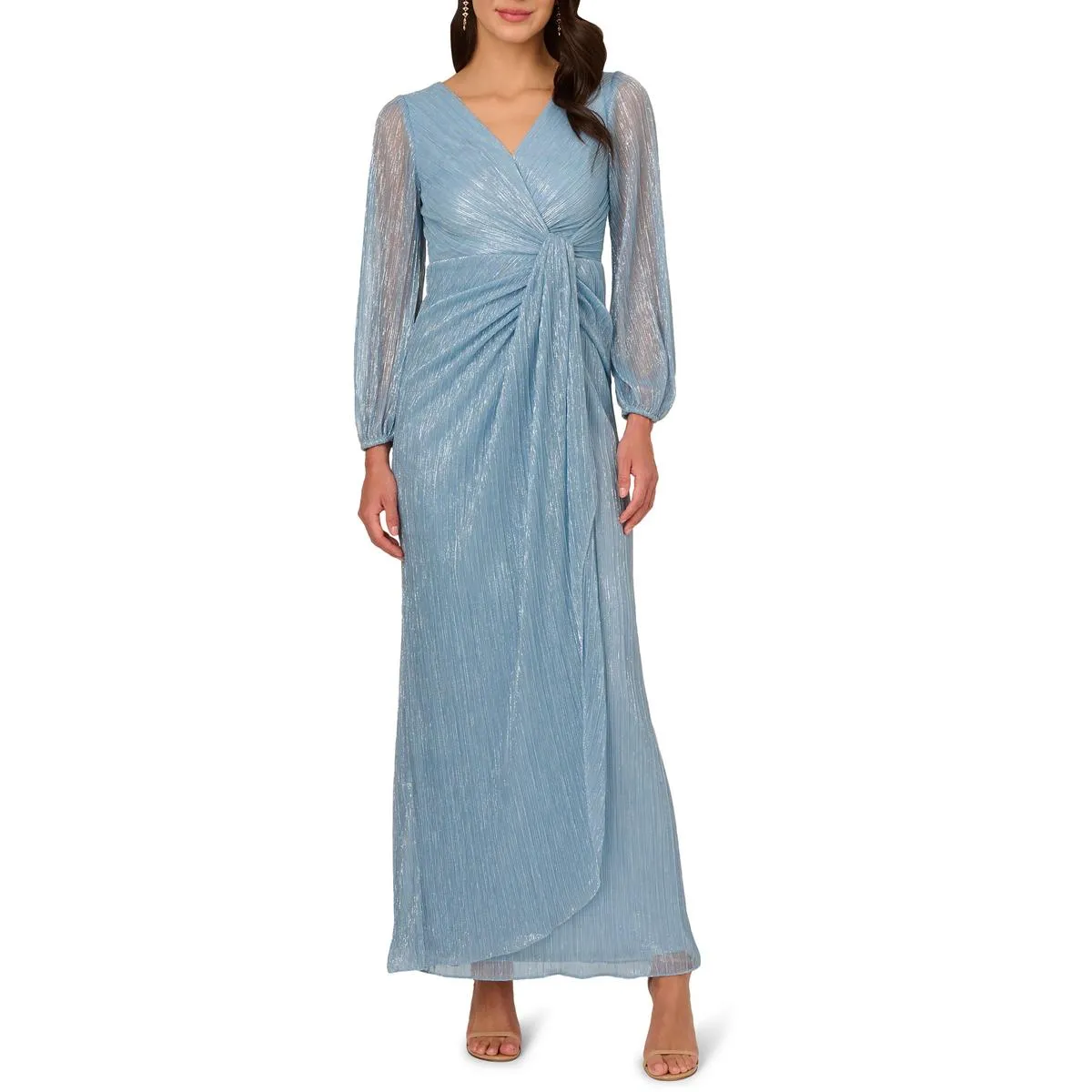 Flash Sale Womens Metallic Draped Evening Dress  Last Few Pieces!