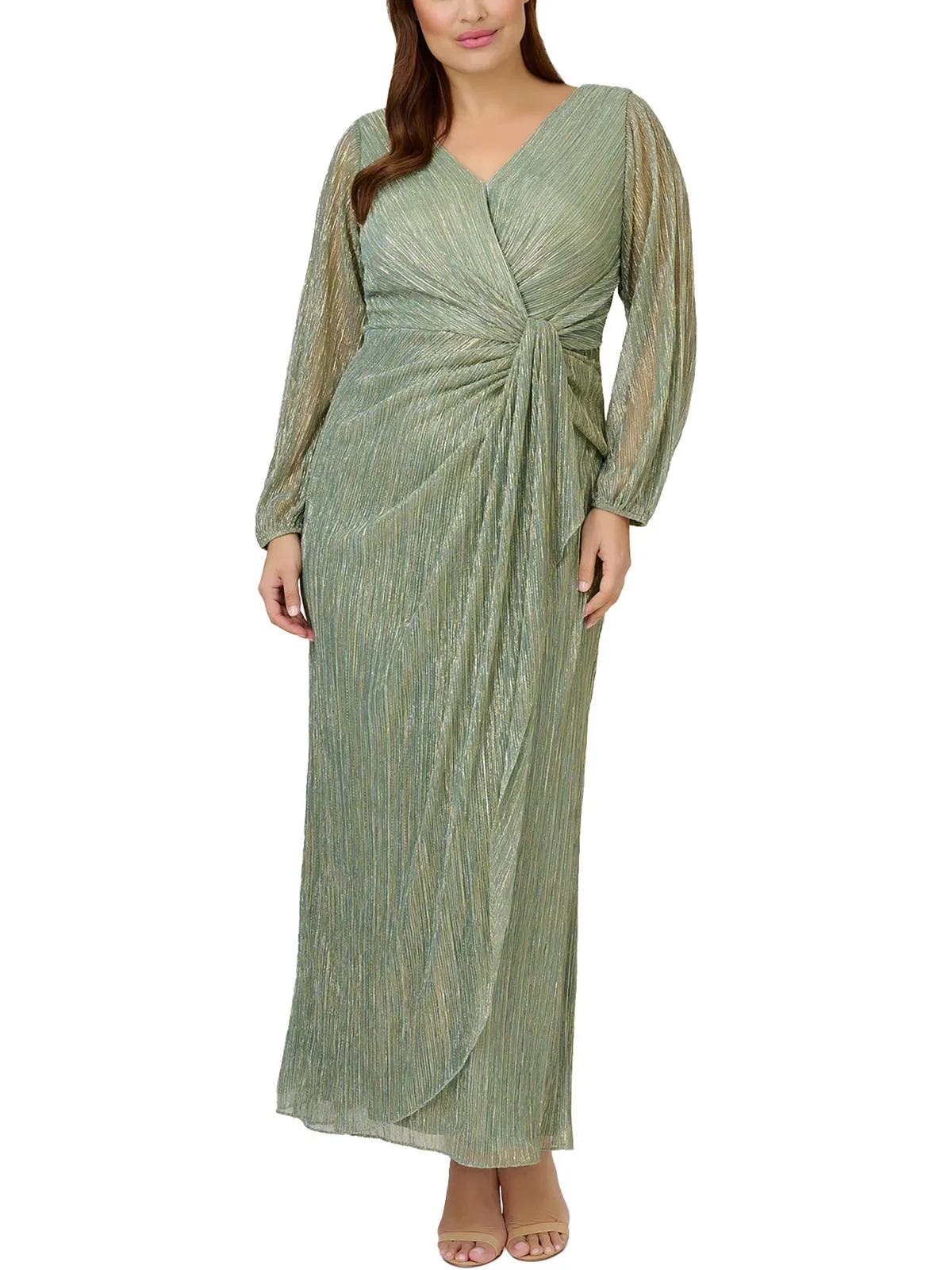 Flash Sale Womens Metallic Draped Evening Dress  Last Few Pieces!