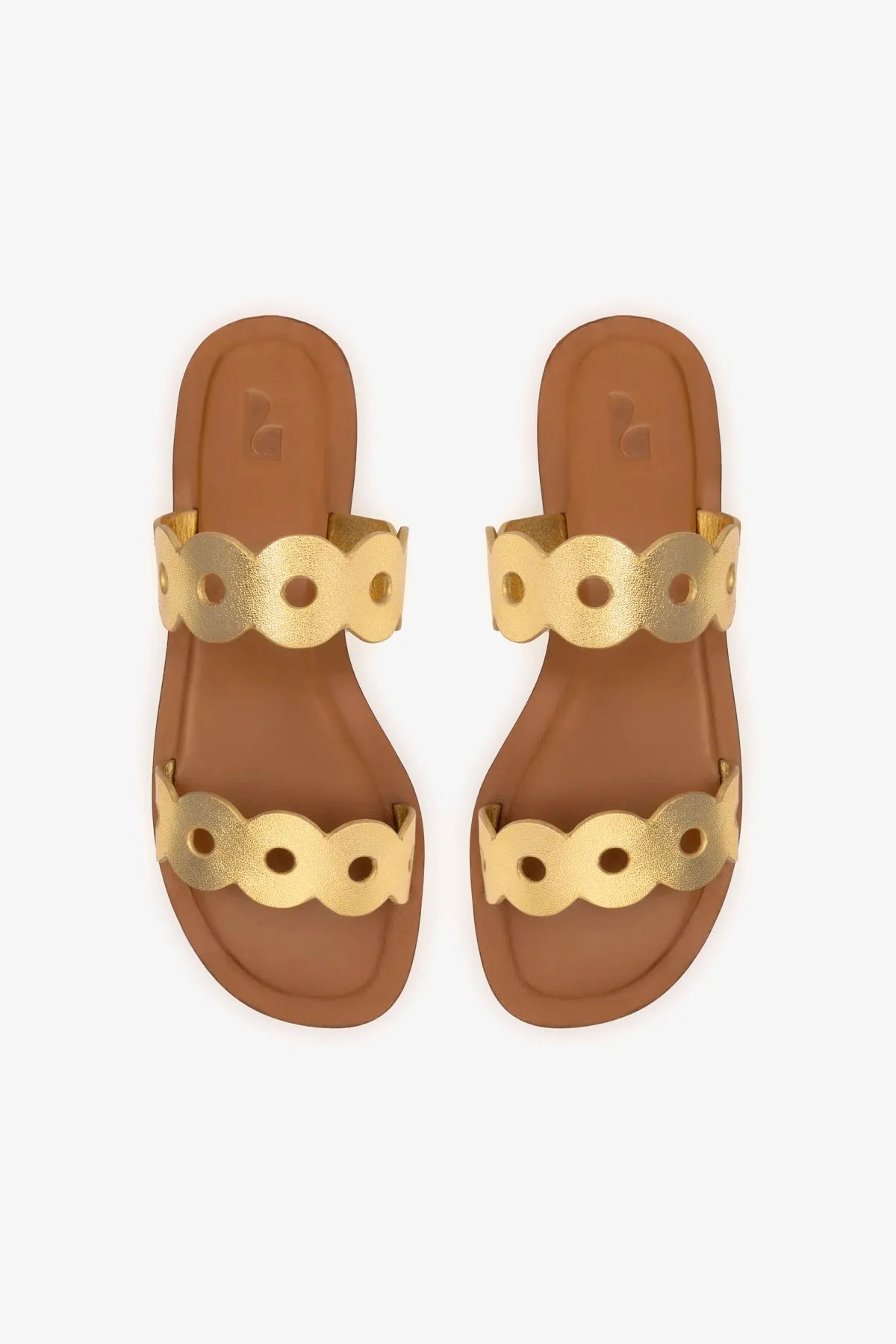 Florence Flat Mule In Gold Metallic Leather