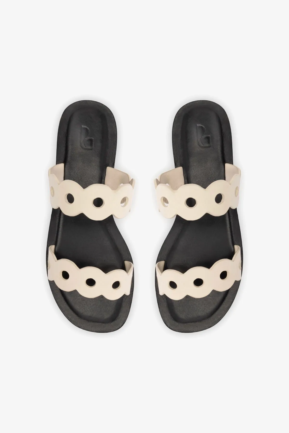 Florence Flat Mule In Ivory Leather