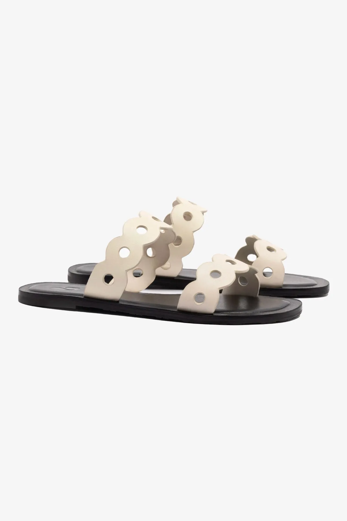 Florence Flat Mule In Ivory Leather