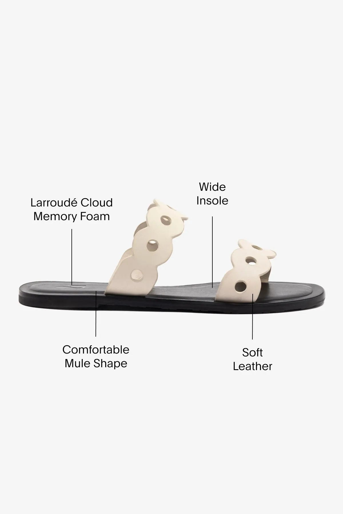 Florence Flat Mule In Ivory Leather