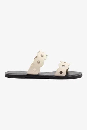 Florence Flat Mule In Ivory Leather