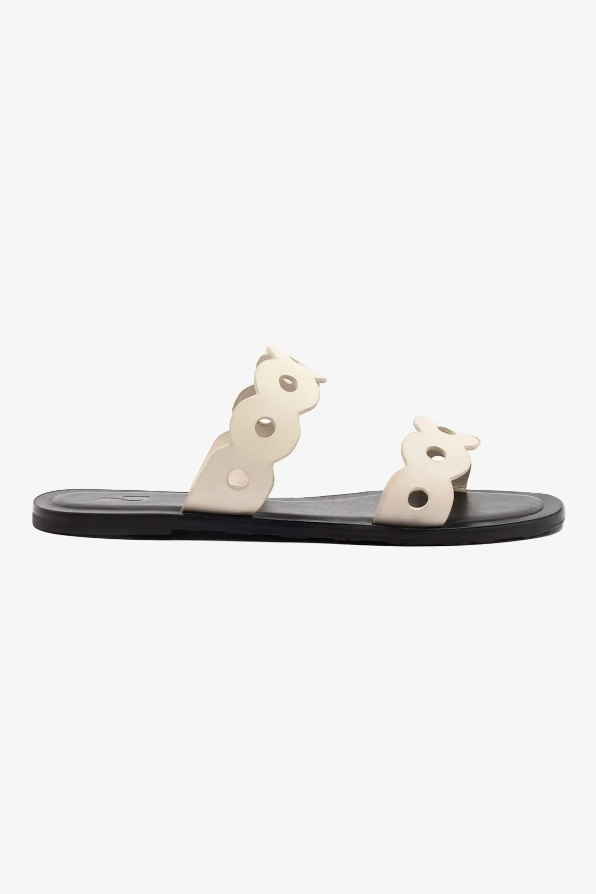 Florence Flat Mule In Ivory Leather