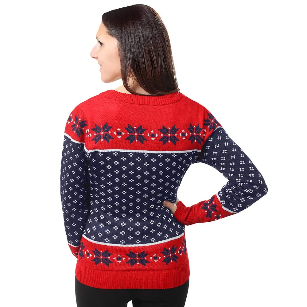 Forever Collectibles NFL New England Patriots Women's Big Logo V-Neck Sweater