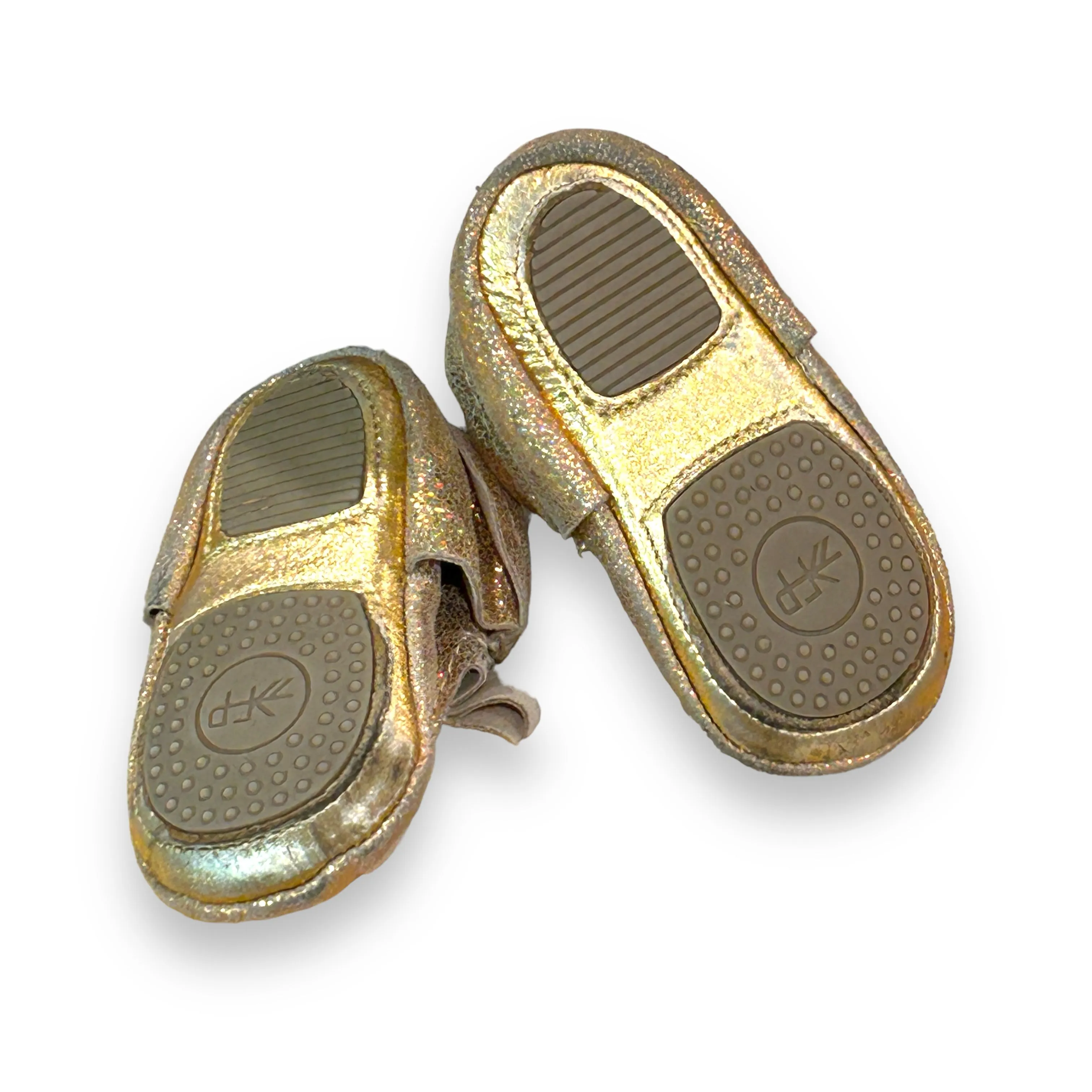 Freshly Picked Toddler Girl Size 18-24 Months Gold Easy On Dress Shoes