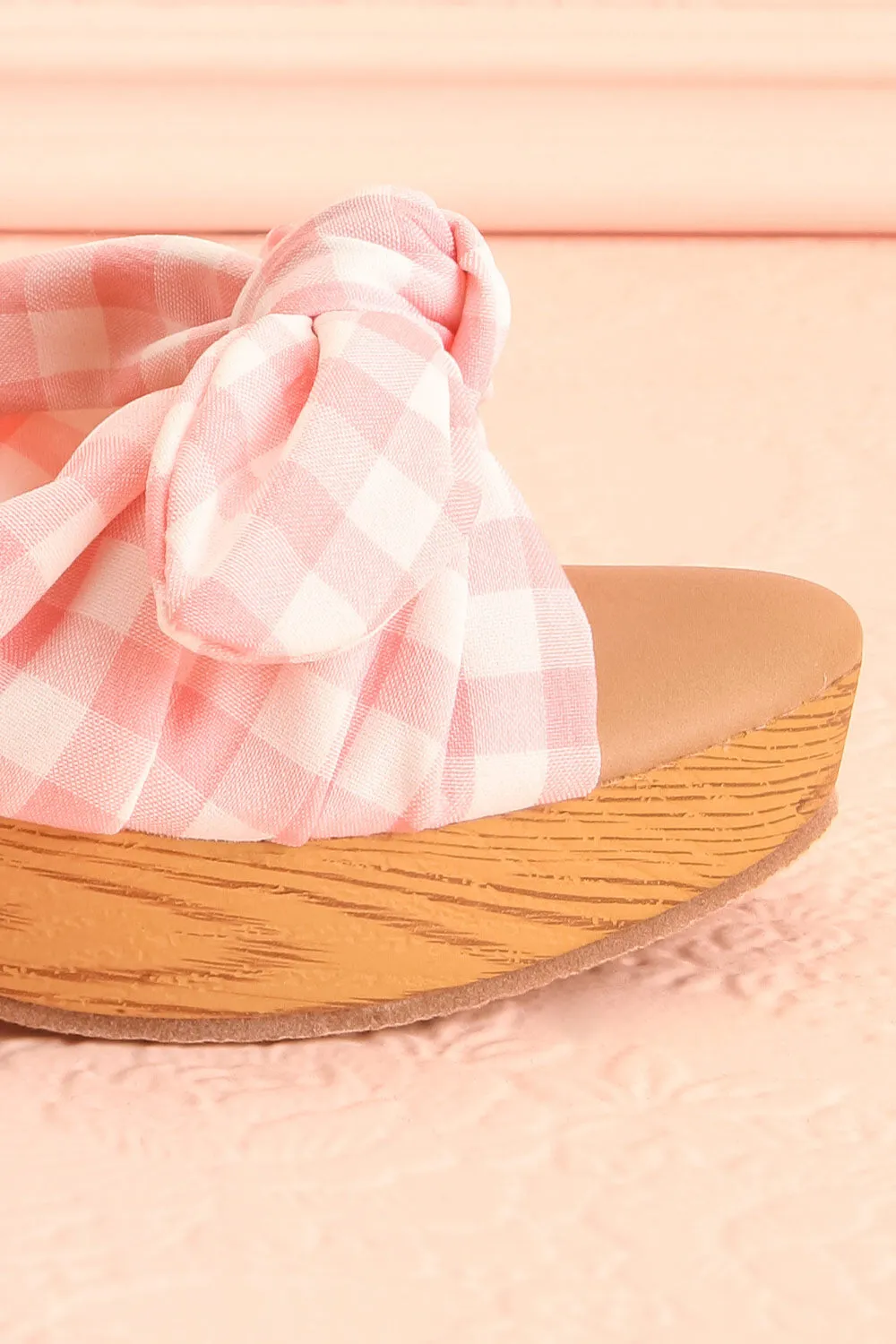 Gainier | Heeled Mules w/ Gingham Print
