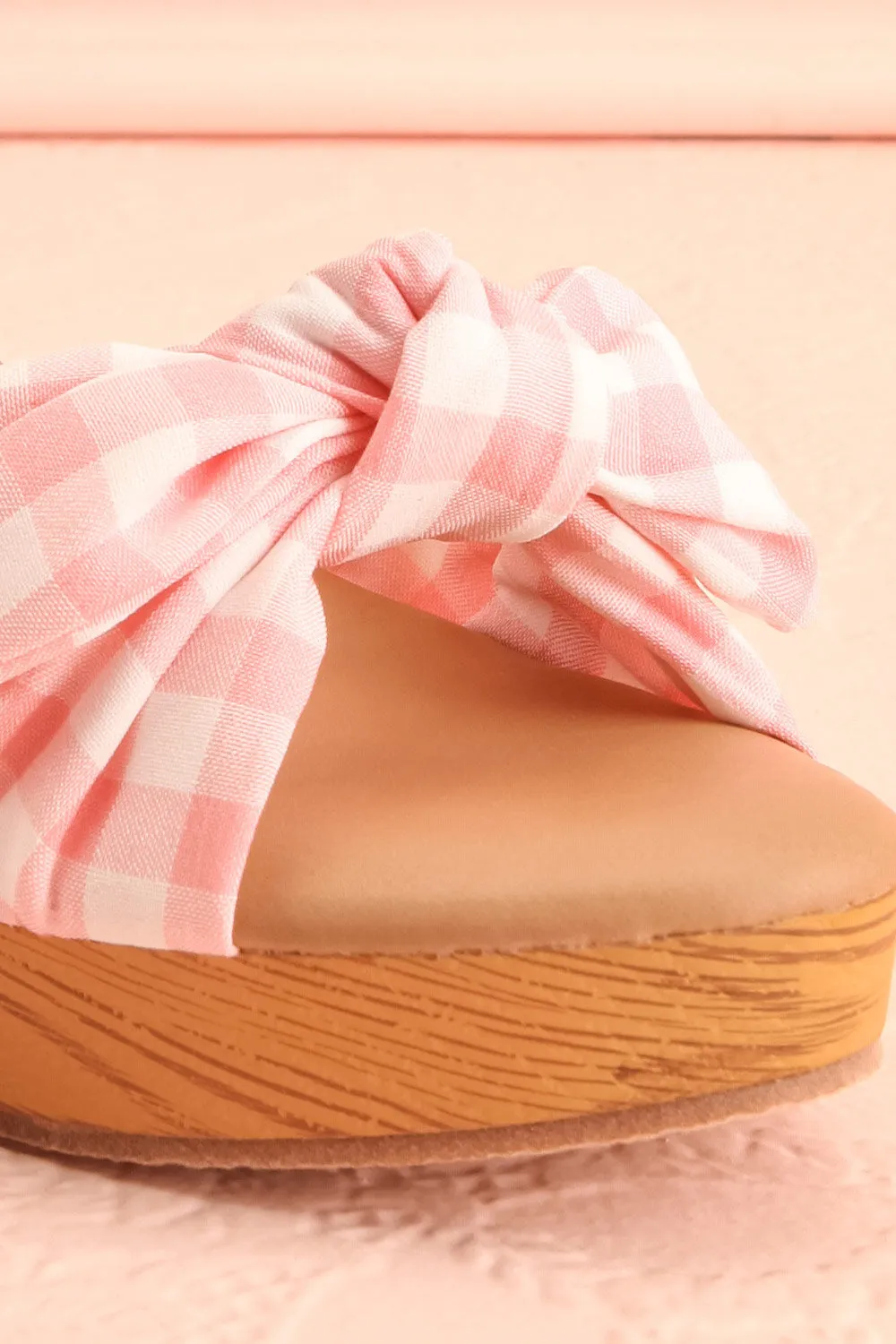 Gainier | Heeled Mules w/ Gingham Print