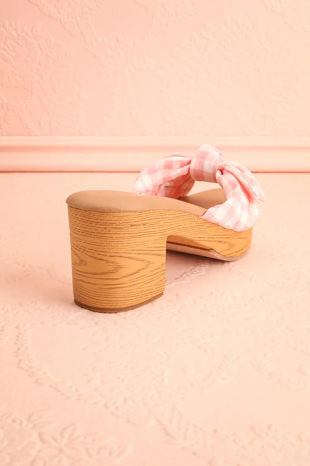 Gainier | Heeled Mules w/ Gingham Print