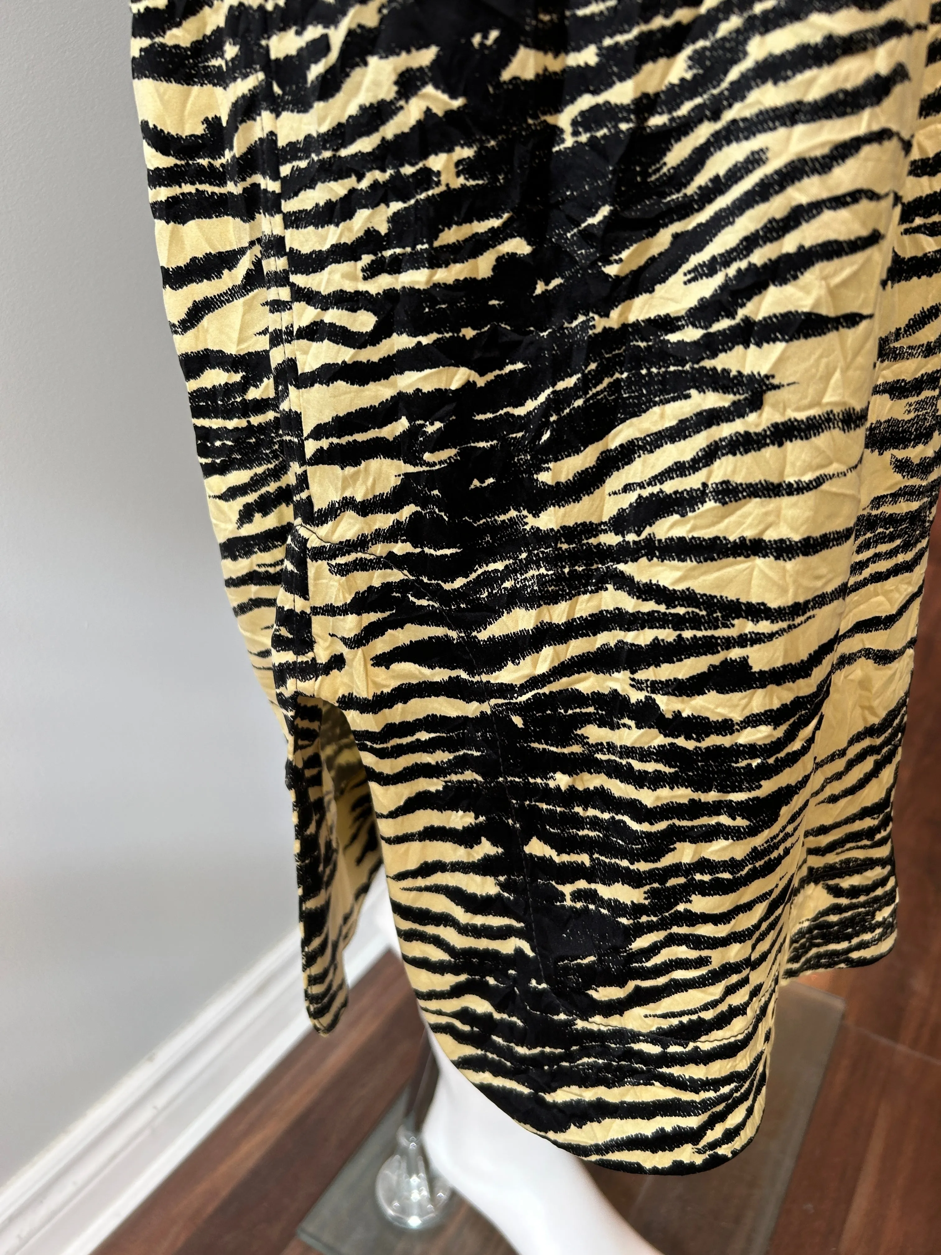 Ganni Yellow and Black Crinkle Dress Size XS
