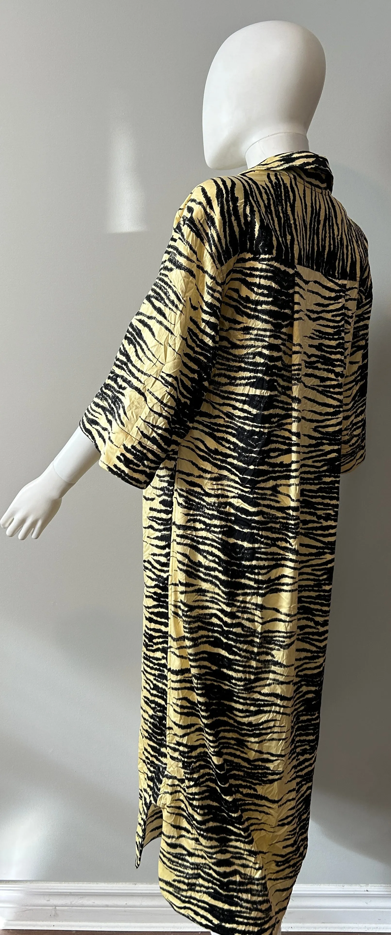 Ganni Yellow and Black Crinkle Dress Size XS