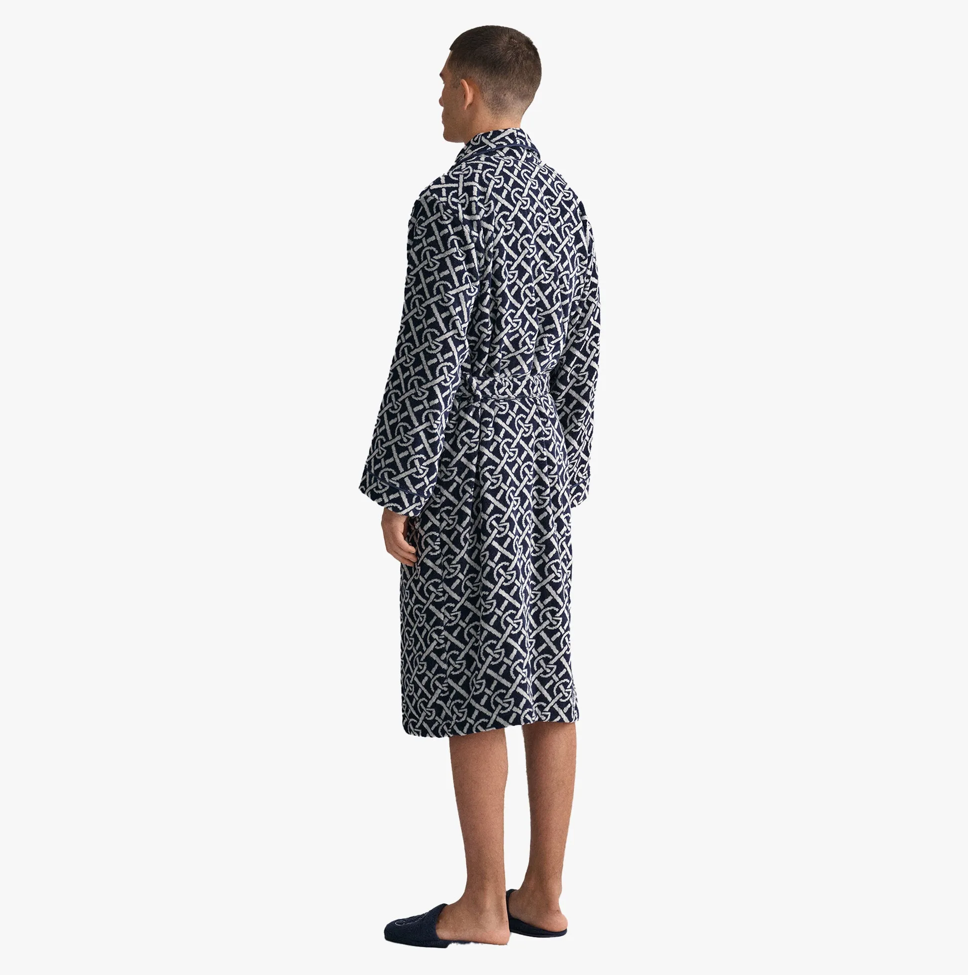 GANT G-PATTERN Unisex Bathrobe Evening Blue