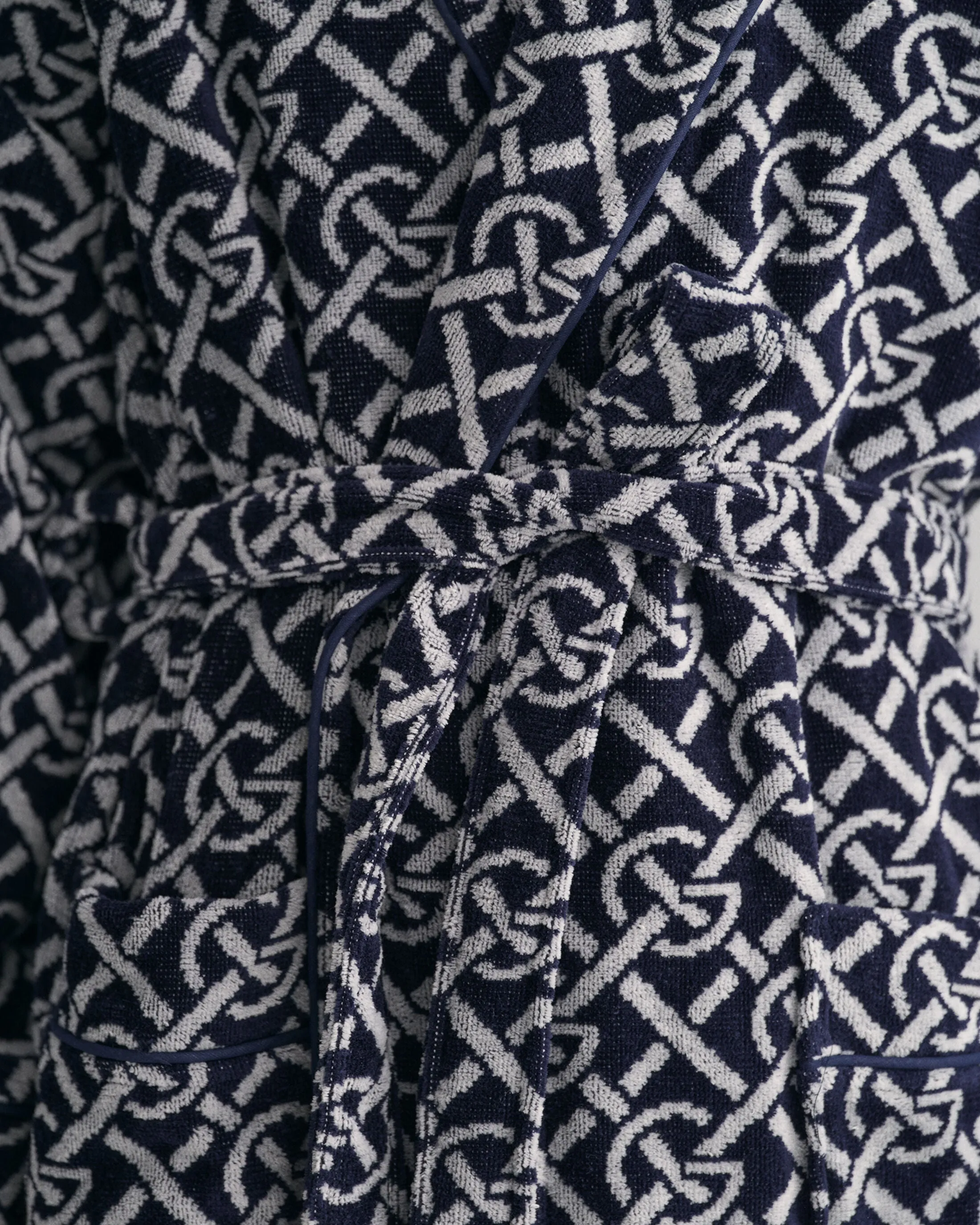 GANT G-PATTERN Unisex Bathrobe Evening Blue