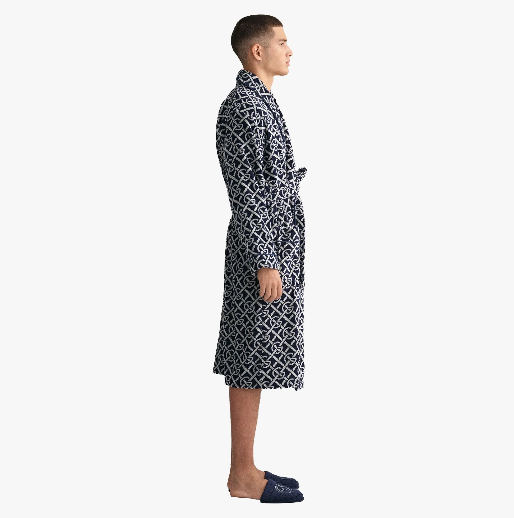 GANT G-PATTERN Unisex Bathrobe Evening Blue