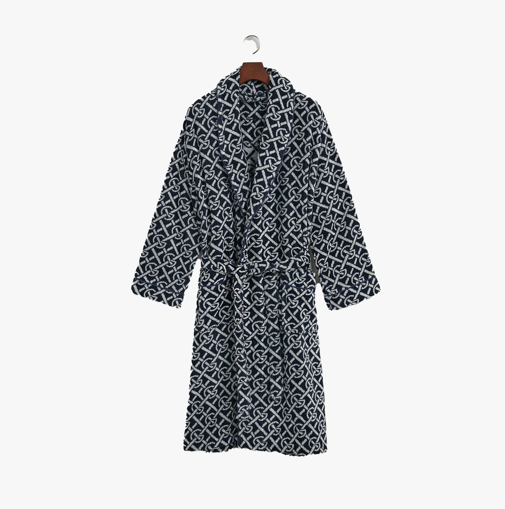 GANT G-PATTERN Unisex Bathrobe Evening Blue