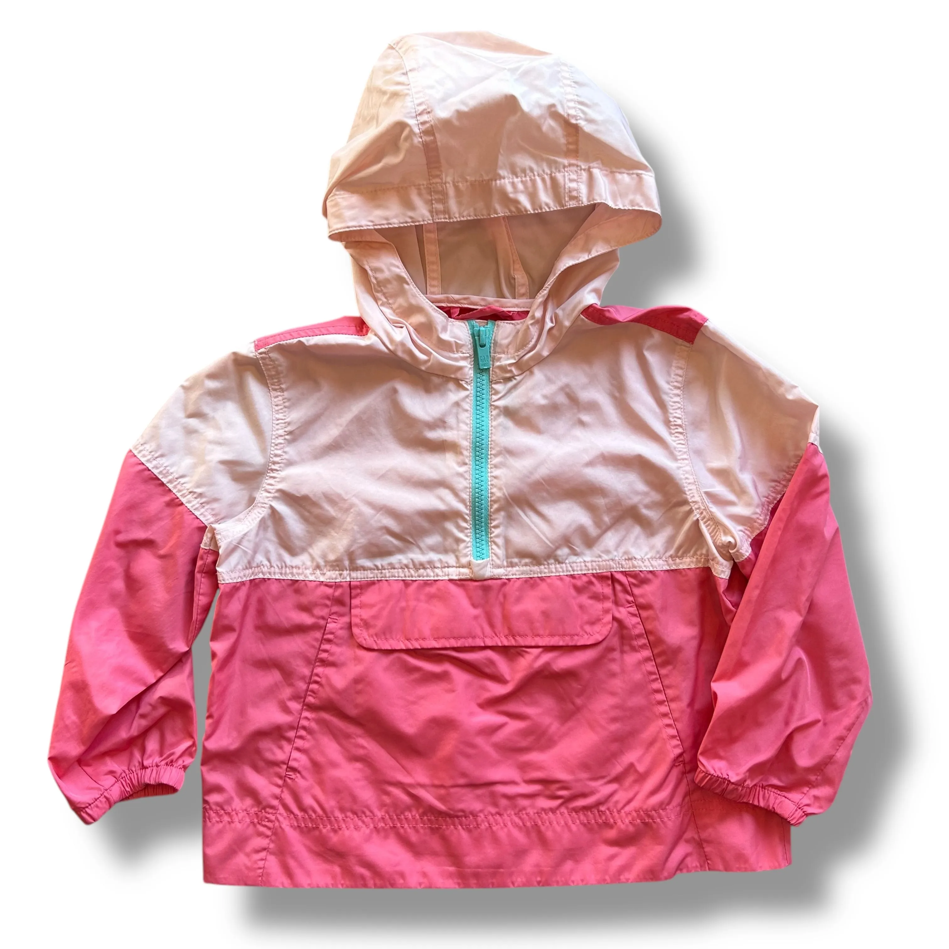 Gap Girls Size 4/5 XS Pink Packable Anorak Lightweight Jacket with Hood