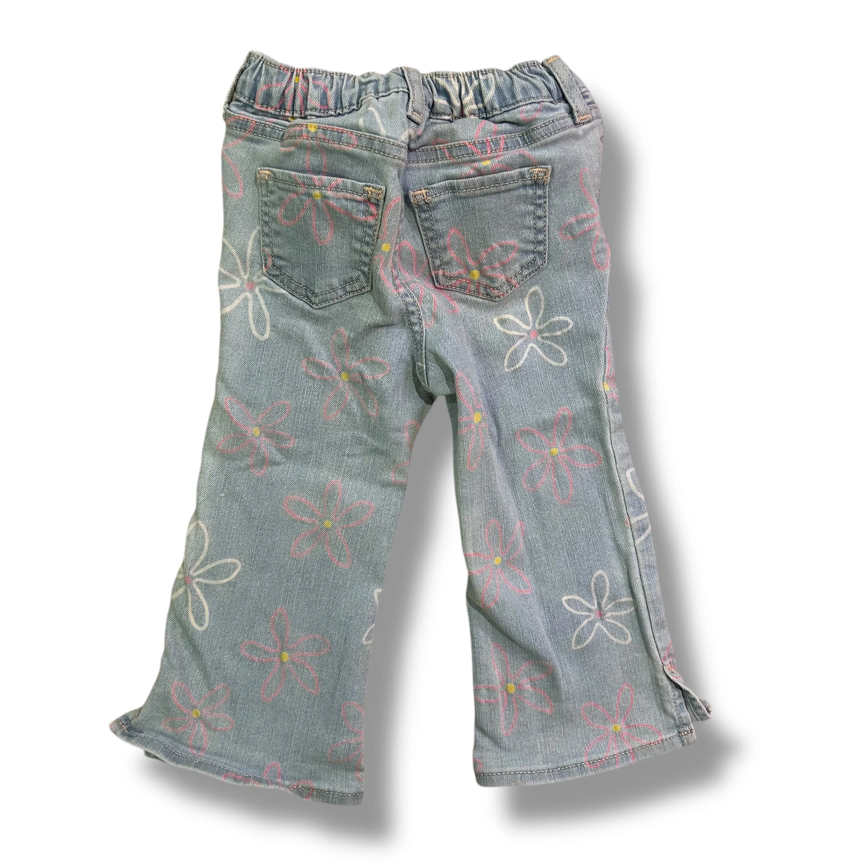 Gap Kids Girls Size 3 Bootcut Jeans Floral Print Denim with Adjustable Fit Waist