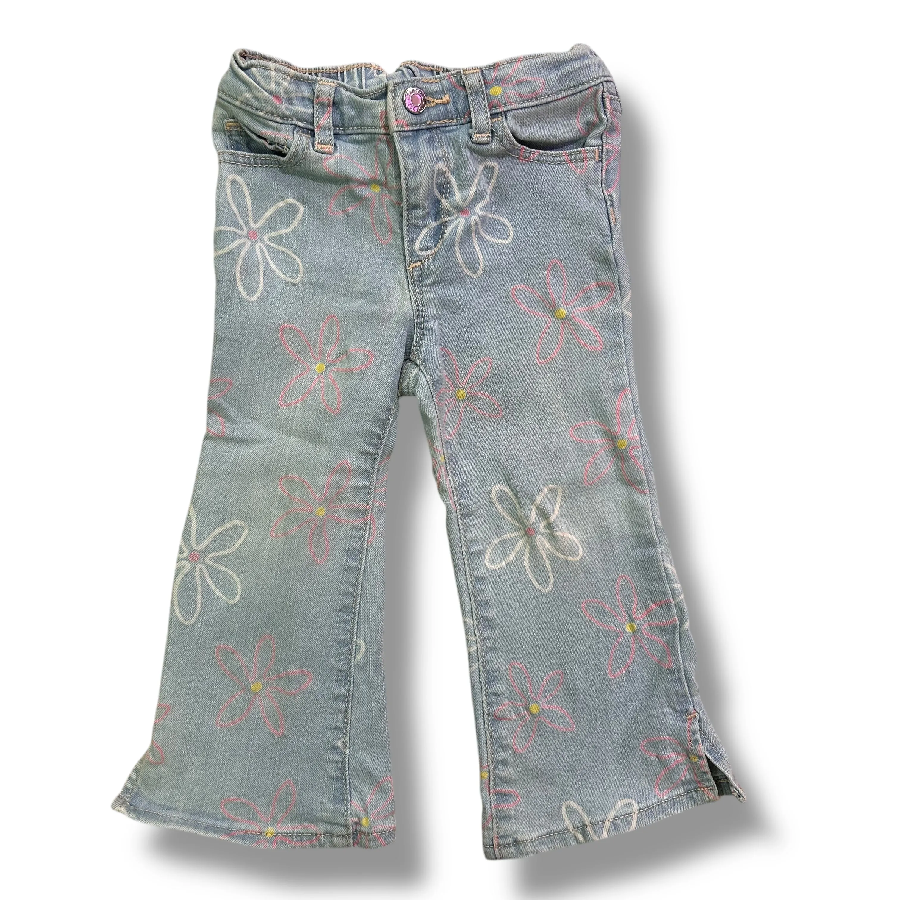 Gap Kids Girls Size 3 Bootcut Jeans Floral Print Denim with Adjustable Fit Waist