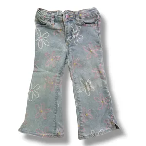 Gap Kids Girls Size 3 Bootcut Jeans Floral Print Denim with Adjustable Fit Waist