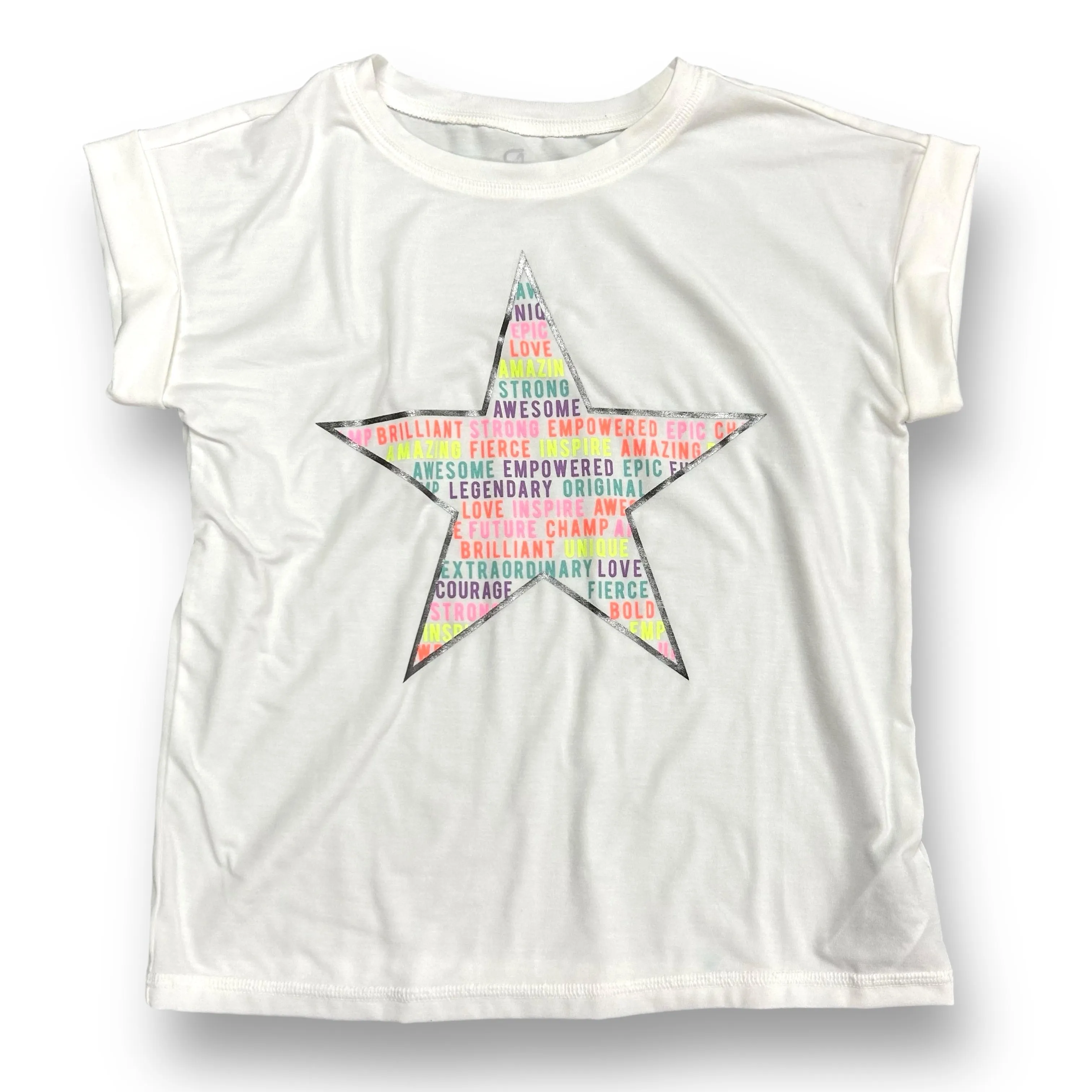 Gap Youth Girl Size 10/12 White Star Print Activewear Tee