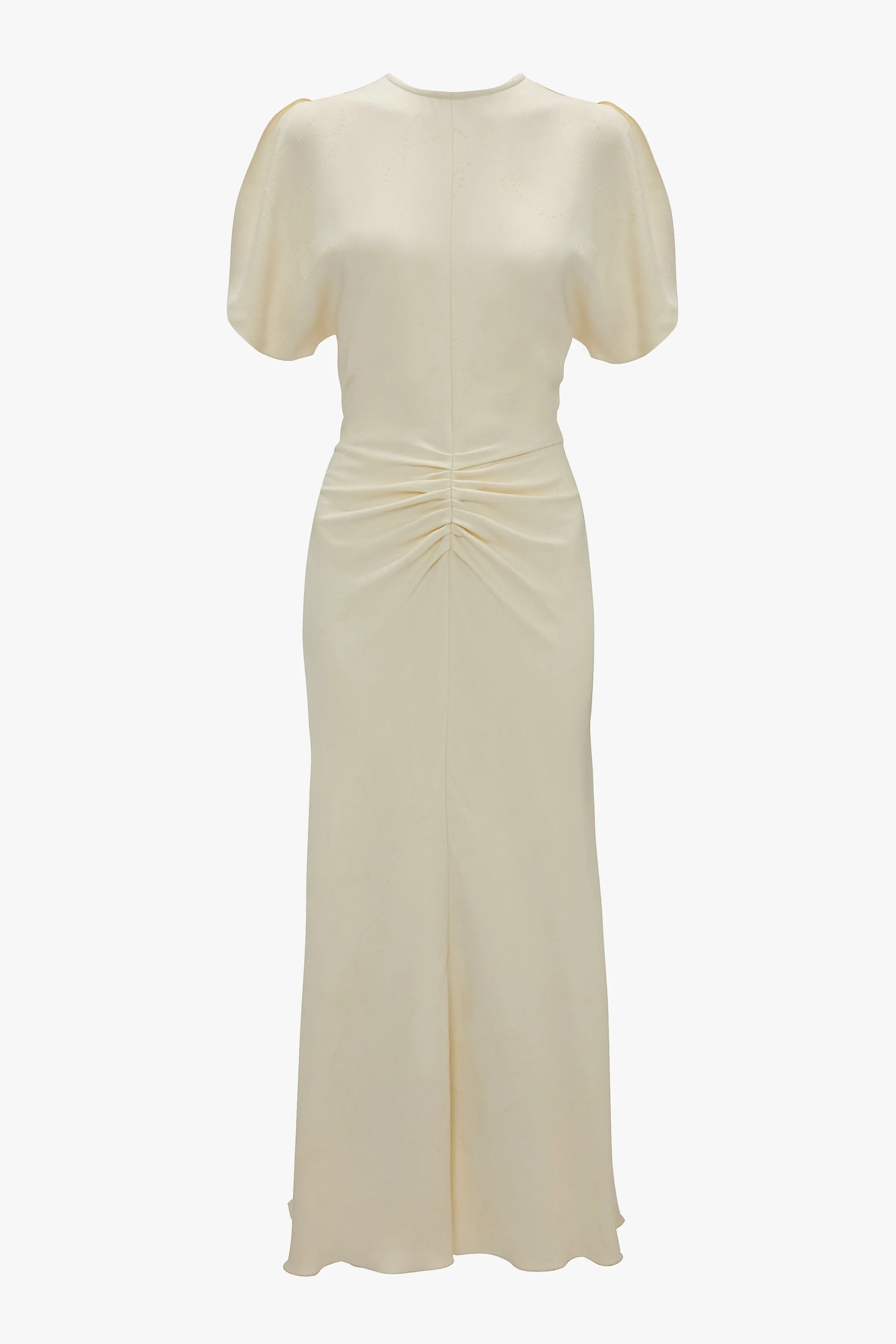 Gathered Waist Midi Dress In Ivory Victoria Beckham