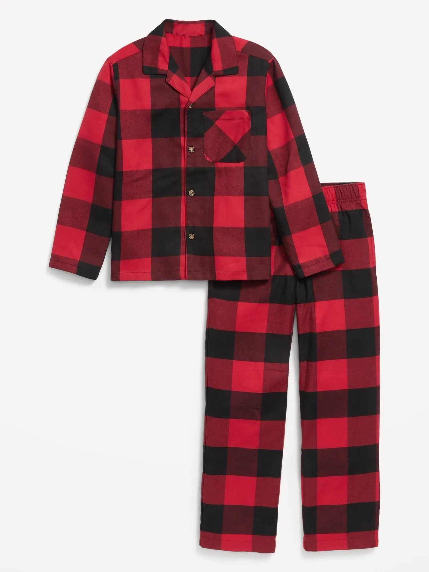 Gender-Neutral Matching Flannel Pajama Set for Kids