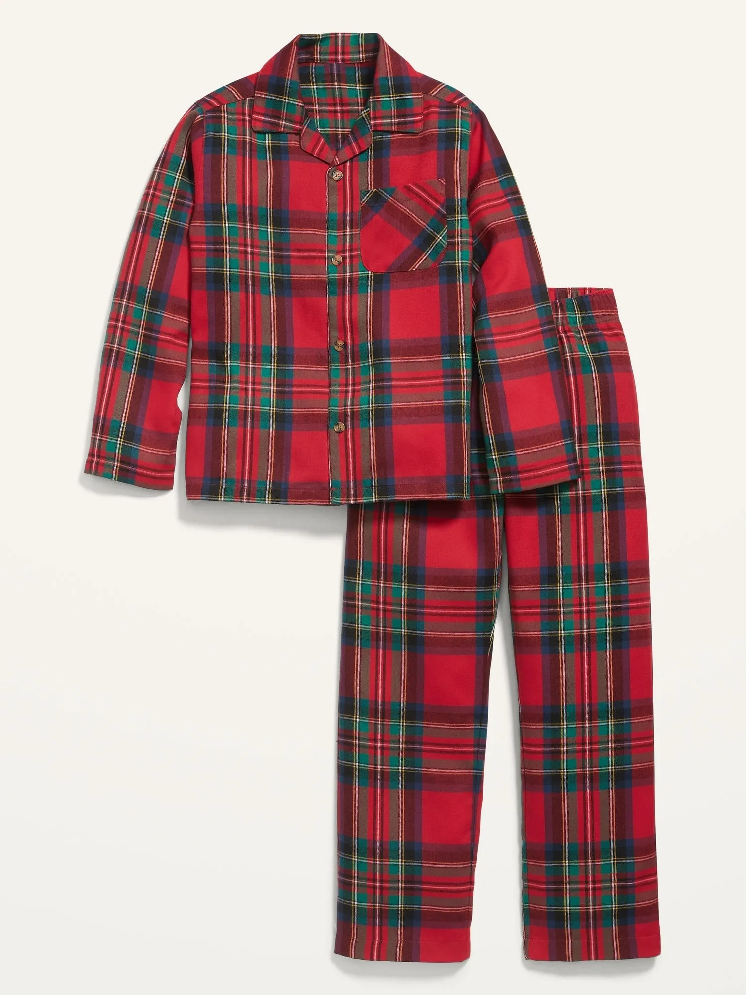 Gender-Neutral Matching Flannel Pajama Set for Kids
