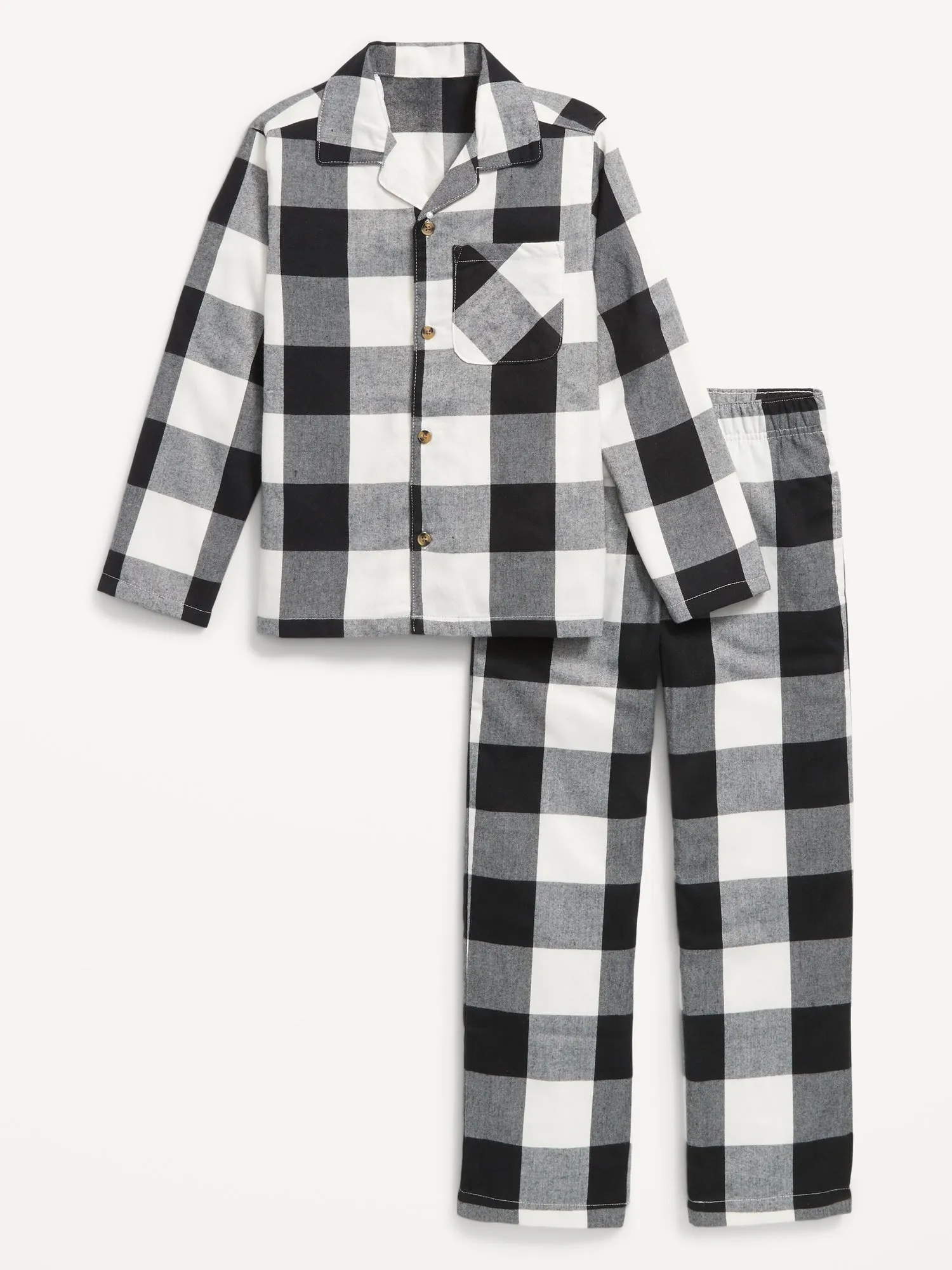 Gender-Neutral Matching Flannel Pajama Set for Kids